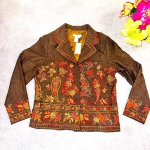 Paisley embroidered tweed jacket